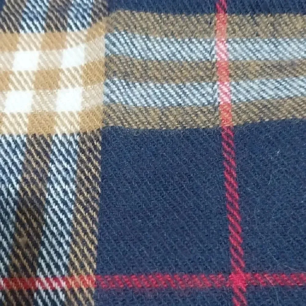Unisex Plaid Cashmere Scarf - Navy and Brown